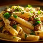 One Pot Creamy Beef and Garlic Butter Pasta