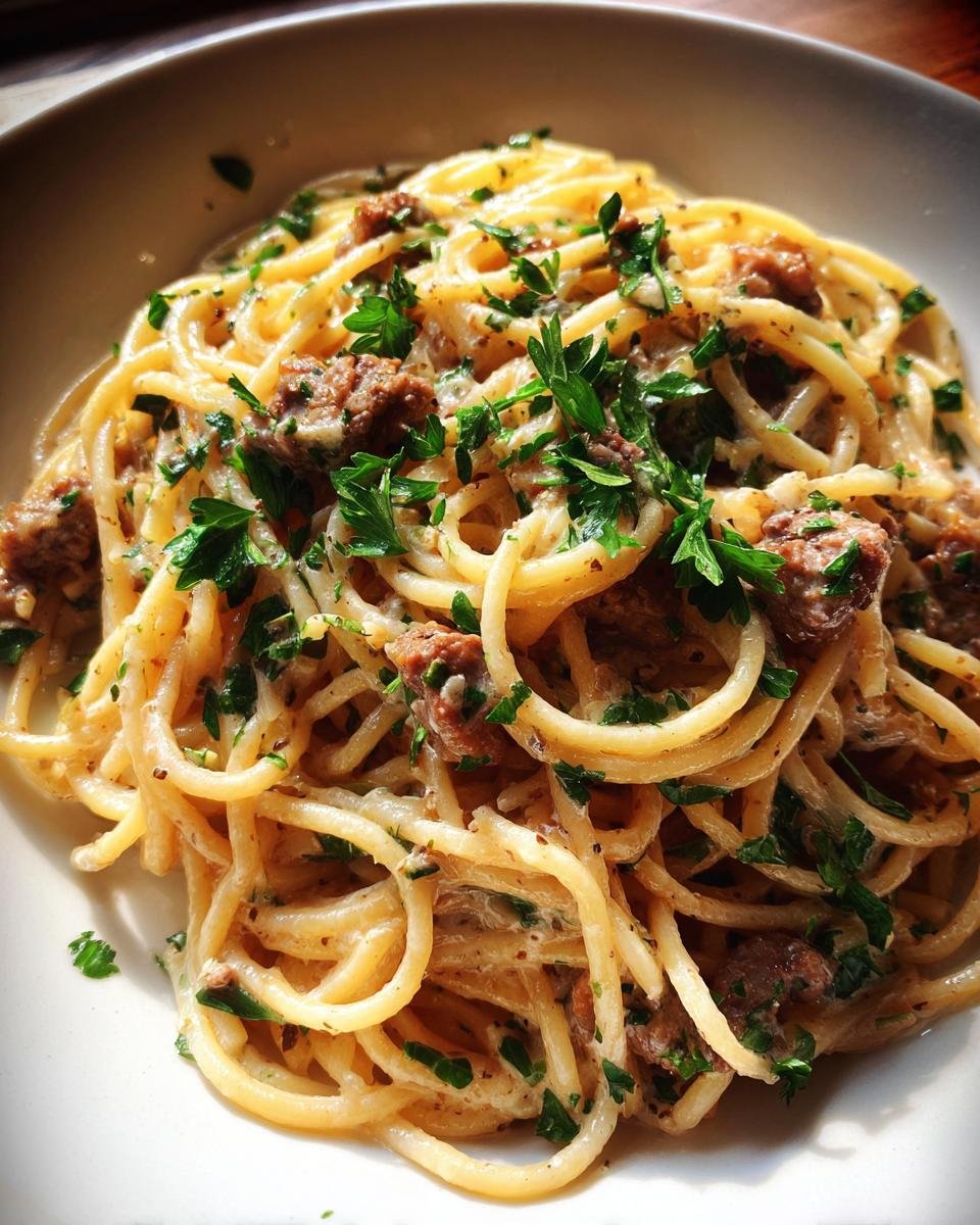 One Pot Creamy Beef and Garlic Butter Pasta - detail 2