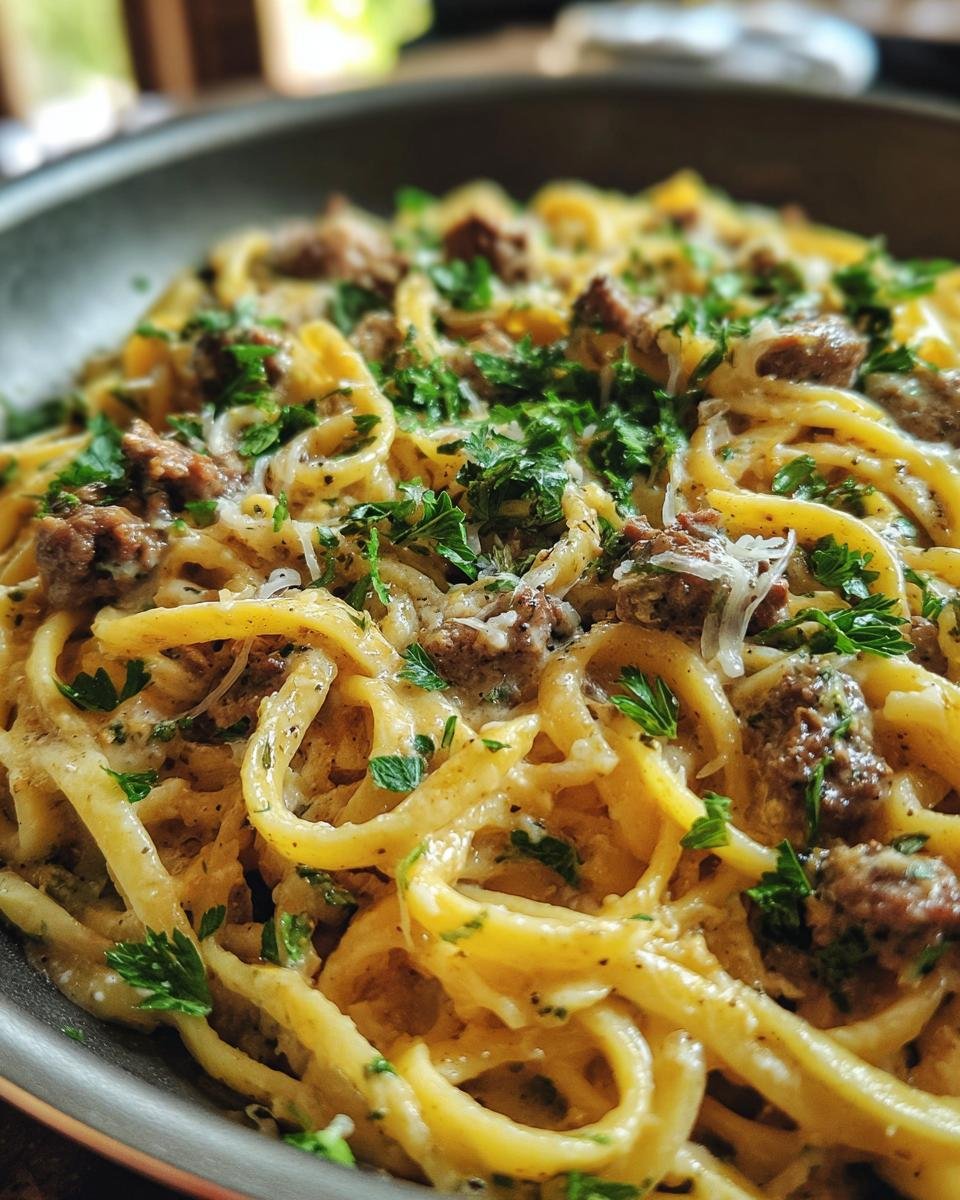 One Pot Creamy Beef and Garlic Butter Pasta - detail 3