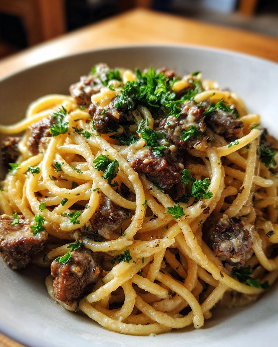 One Pot Creamy Beef and Garlic Butter Pasta - detail 4