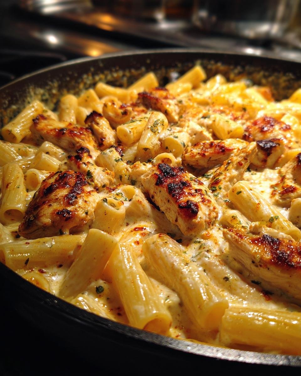 Spicy Cajun Chicken Rigatoni with Creamy Mozzarella Alfredo - detail 1