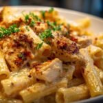 Spicy Cajun Chicken Rigatoni with Creamy Mozzarella Alfredo