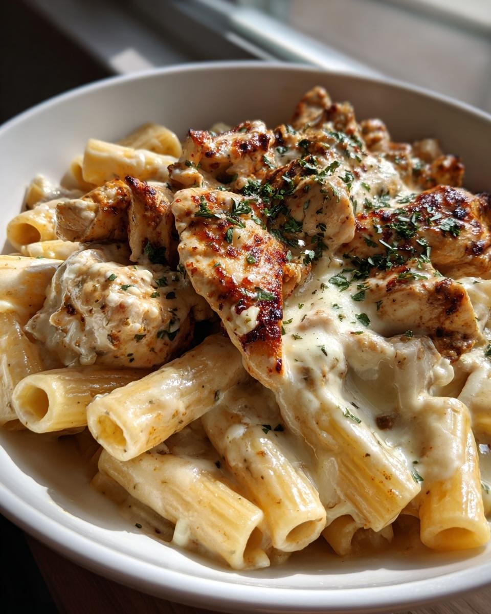 Spicy Cajun Chicken Rigatoni with Creamy Mozzarella Alfredo - detail 4