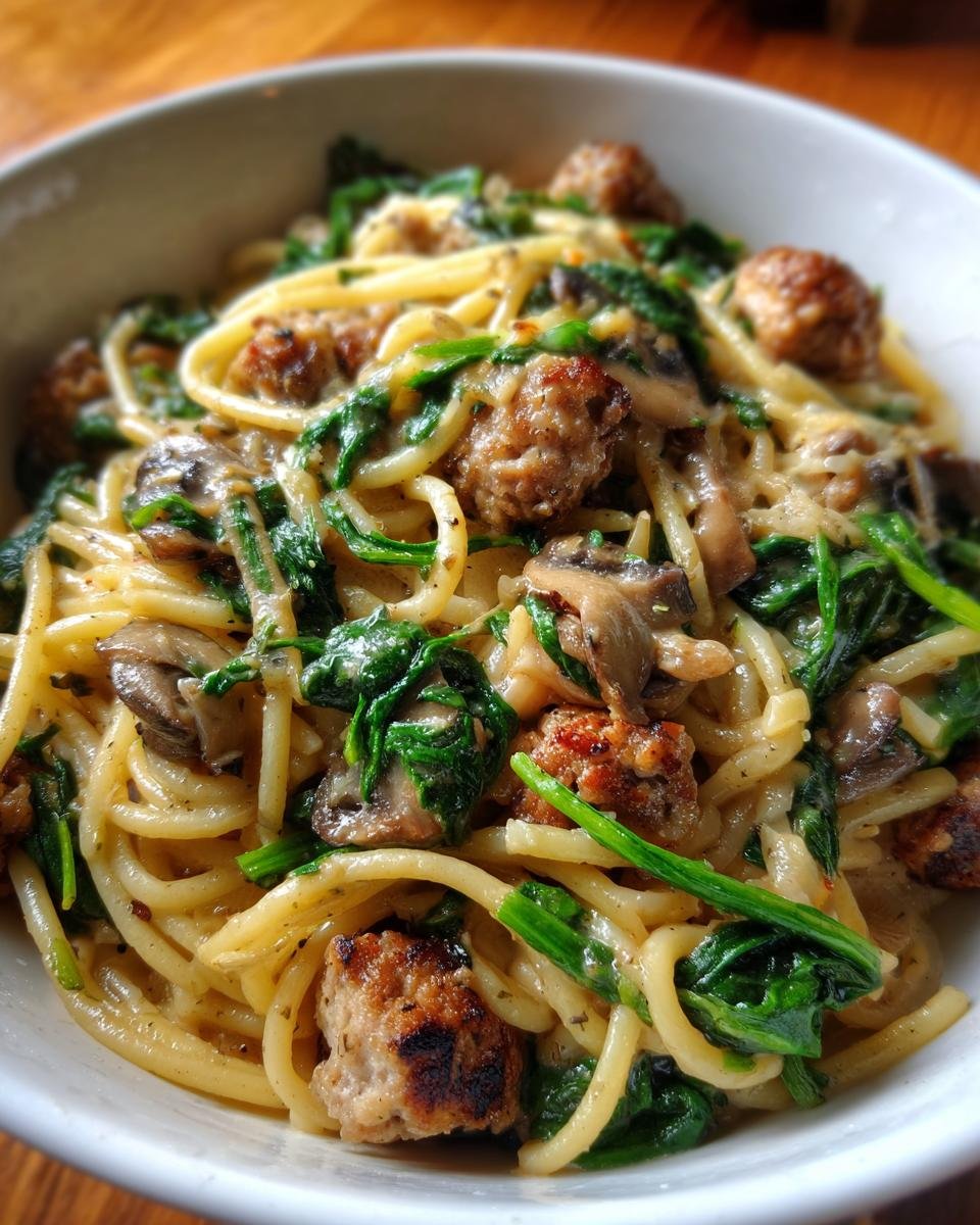 30-Minute Italian Sausage Pasta with Spinach and Mushrooms - detail 4