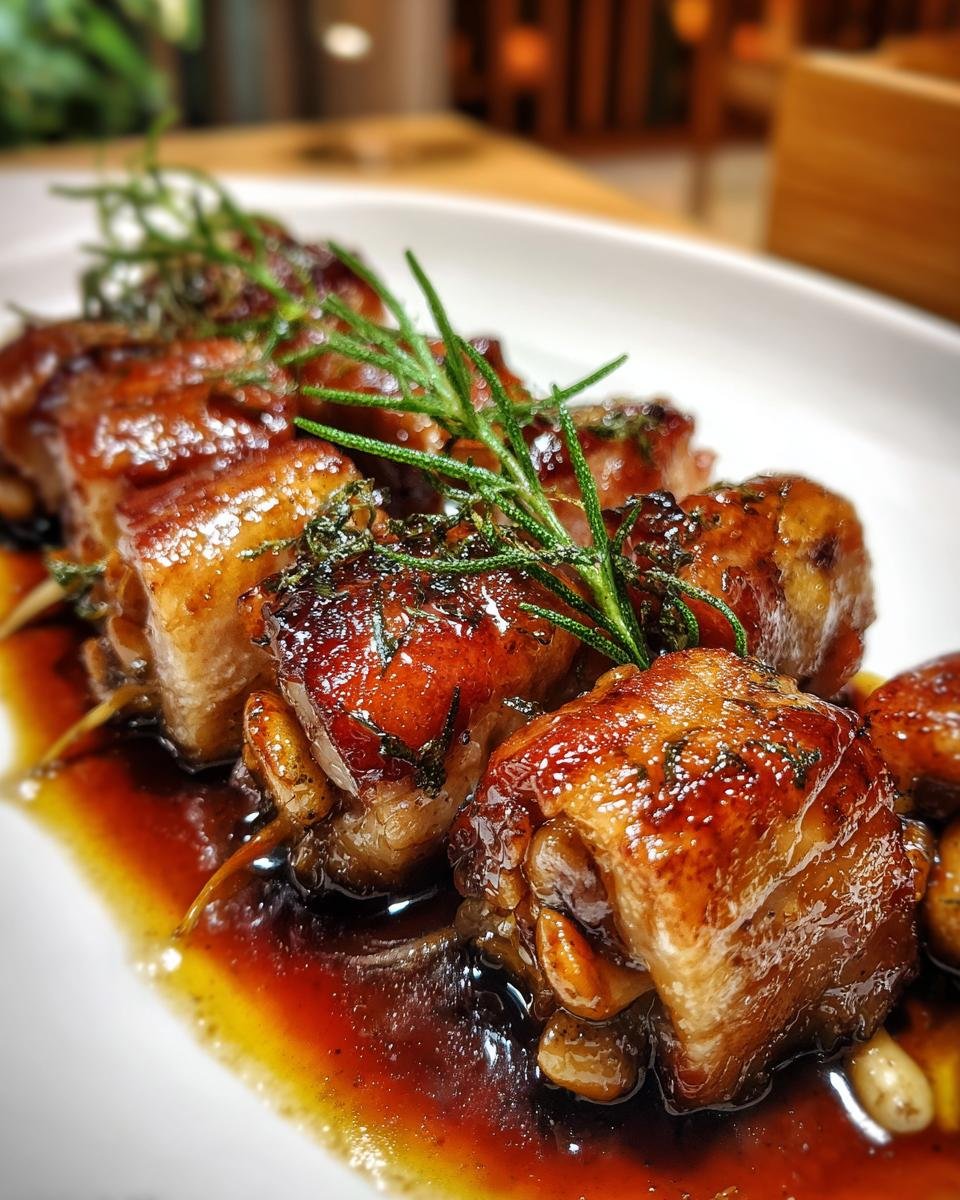 Braised Pork Belly Rolls with Enoki Mushrooms - detail 3