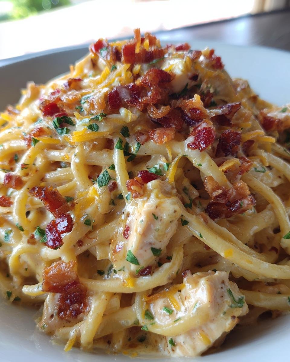 Cheddar Bacon Ranch Chicken Alfredo Pasta - detail 1