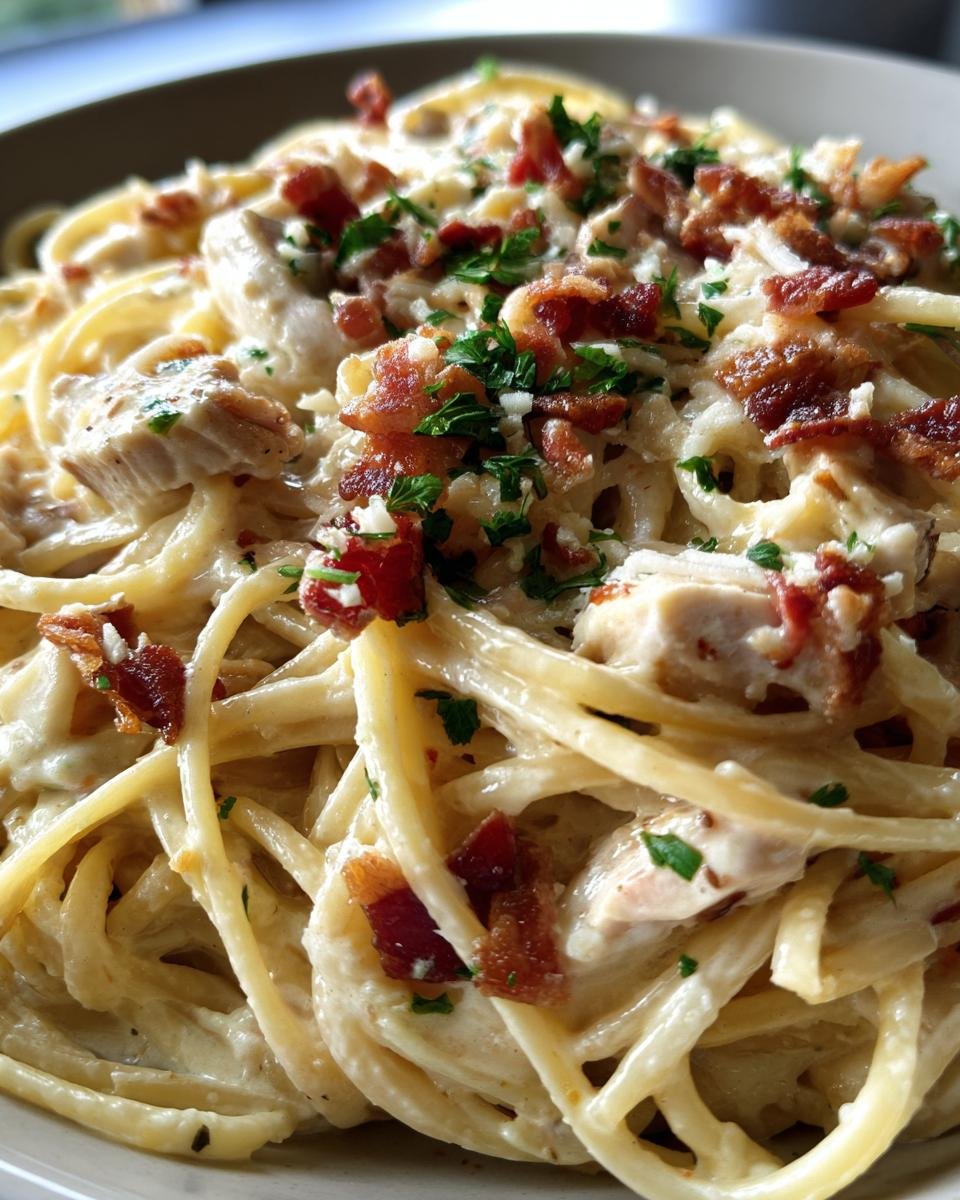 Cheddar Bacon Ranch Chicken Alfredo Pasta - detail 2