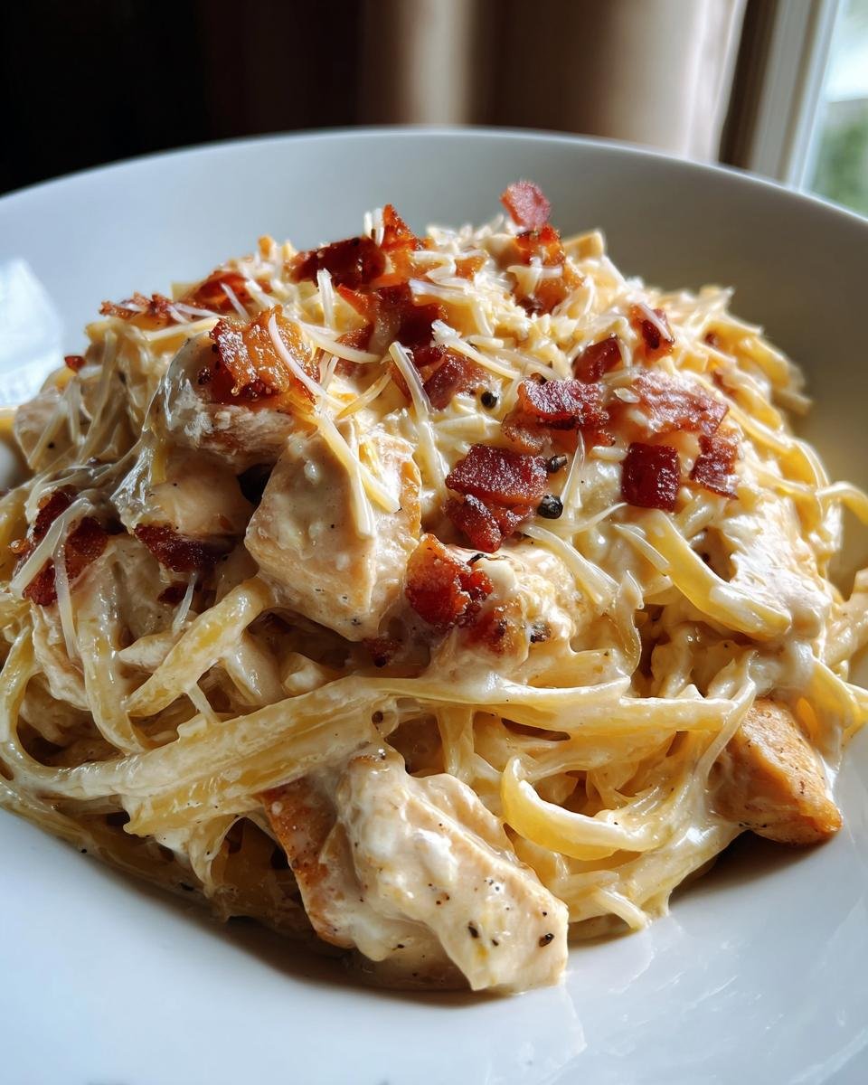 Cheddar Bacon Ranch Chicken Alfredo Pasta - detail 3