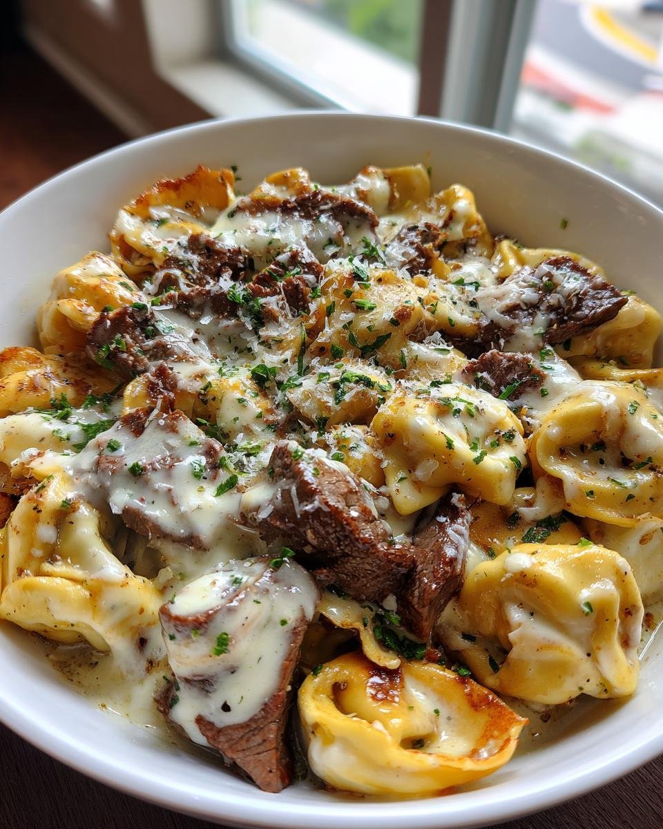 Cheesesteak Tortellini with Provolone Sauce - detail 1
