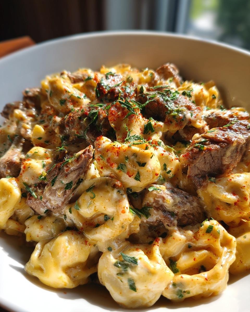 Cheesesteak Tortellini with Provolone Sauce - detail 2