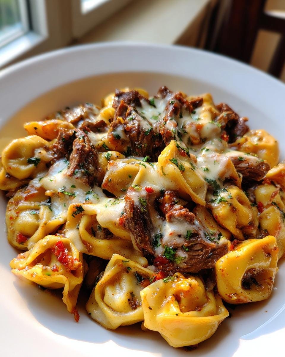 Cheesesteak Tortellini with Provolone Sauce - detail 3