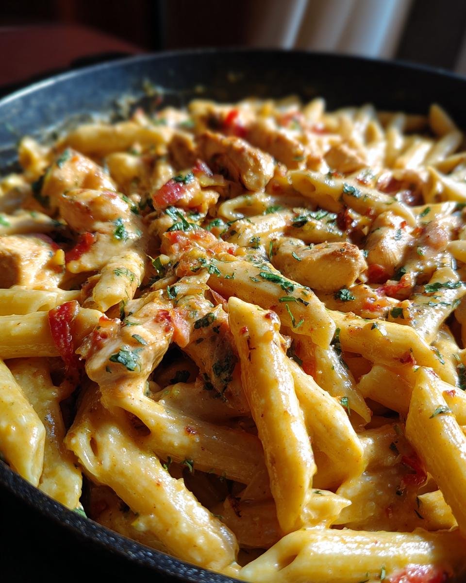 Cheesy Queso Chicken Penne Skillet - detail 3