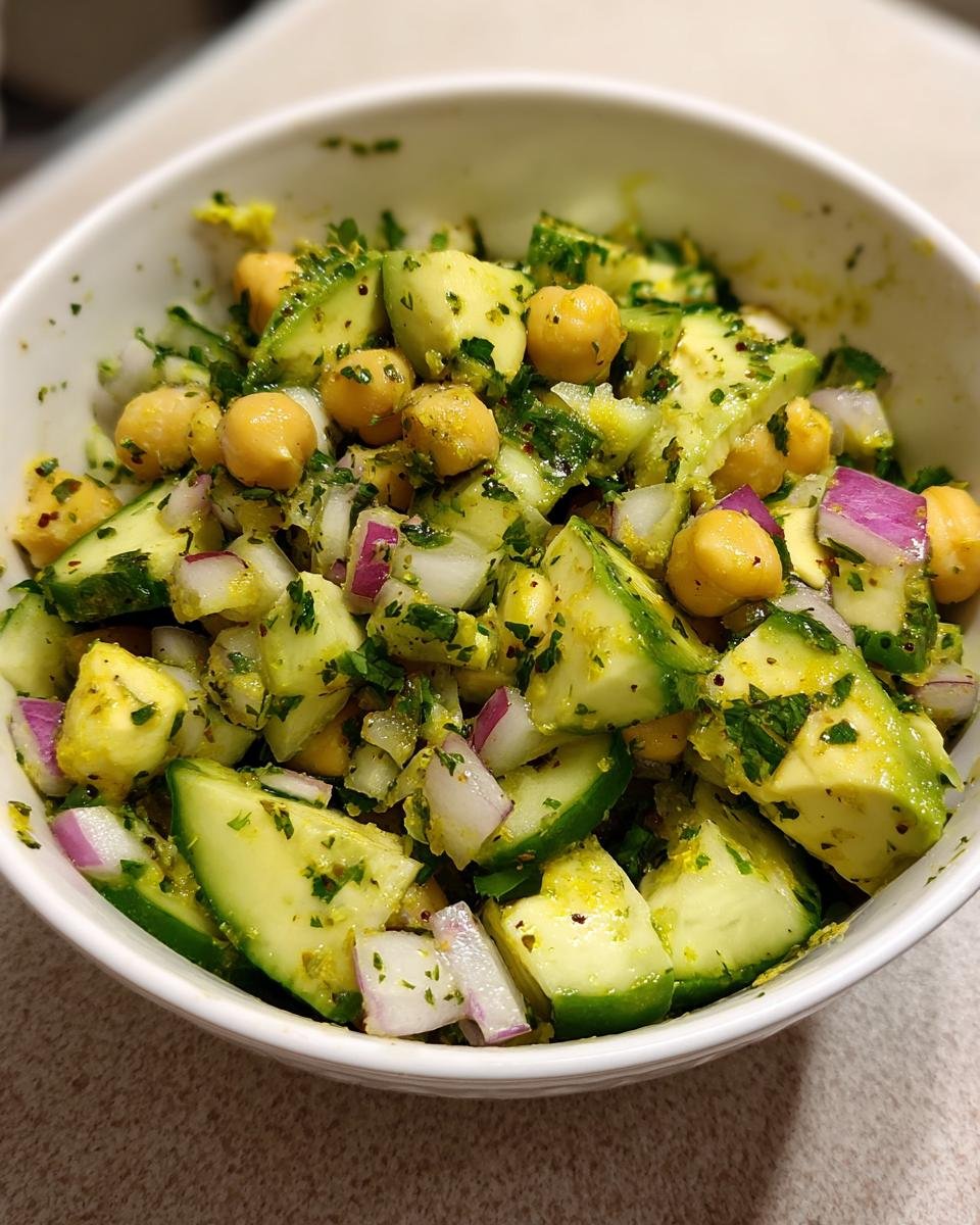 Chickpea Avocado Cucumber Salad with Lemon Dressing - detail 2