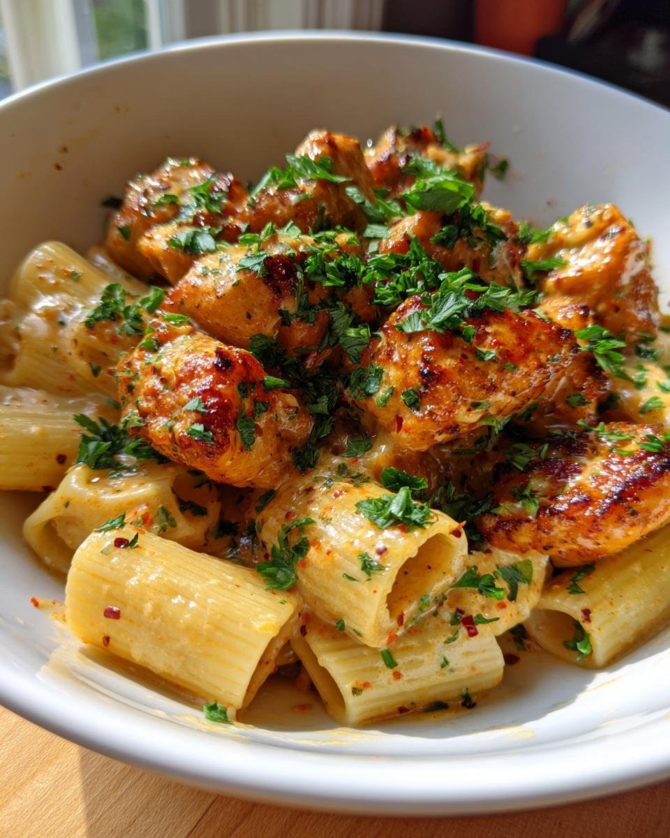 Creamy Cajun Chicken Bites with Garlic Rigatoni - detail 1