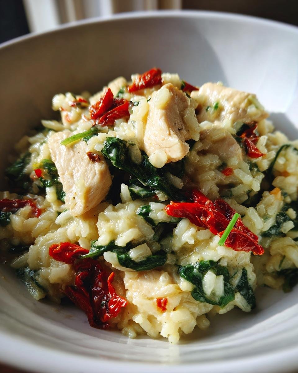 Creamy Chicken Risotto with Spinach and Sun-Dried Tomatoes - detail 1