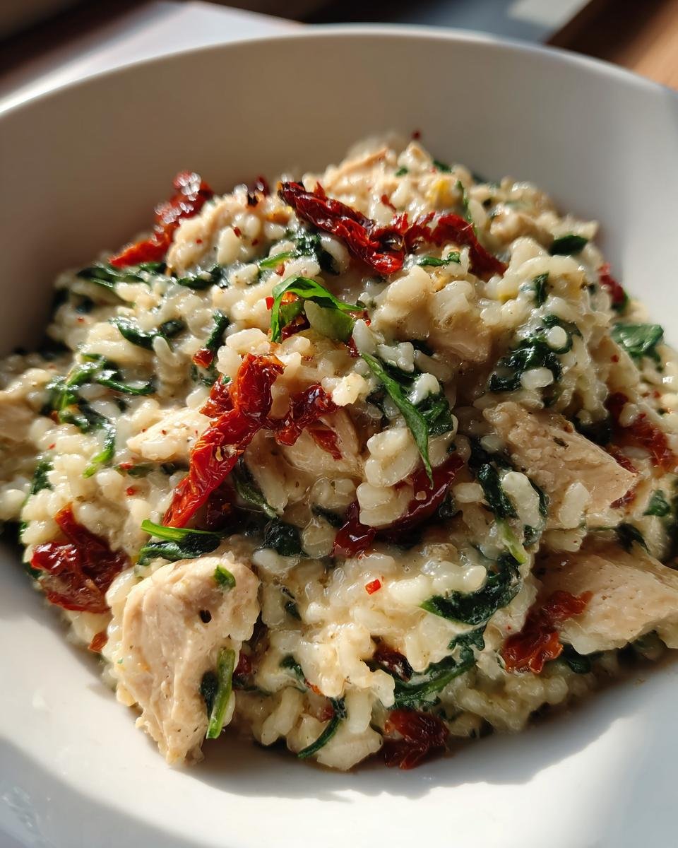 Creamy Chicken Risotto with Spinach and Sun-Dried Tomatoes - detail 2