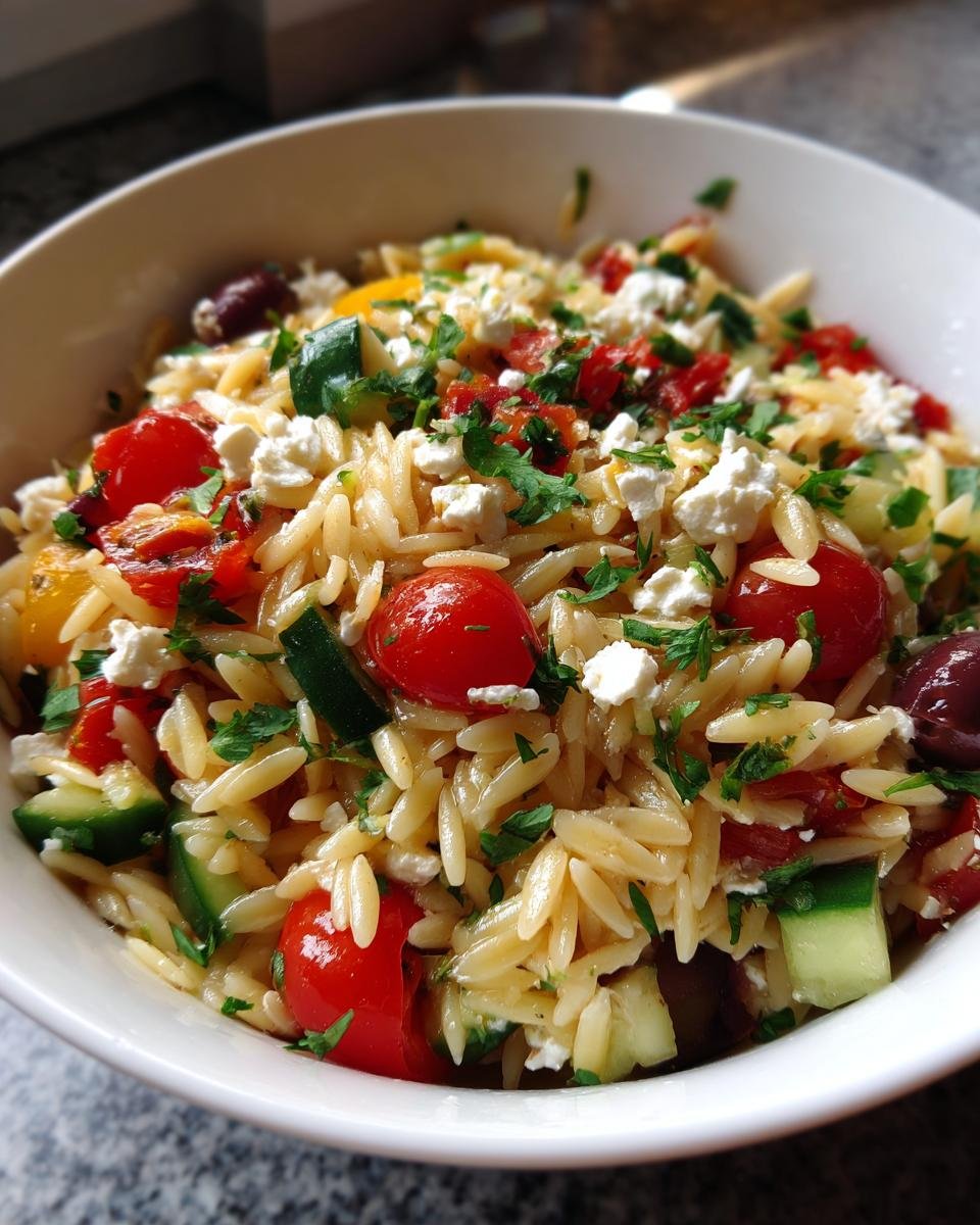 Greek Orzo Salad with Feta and Vegetables - detail 1