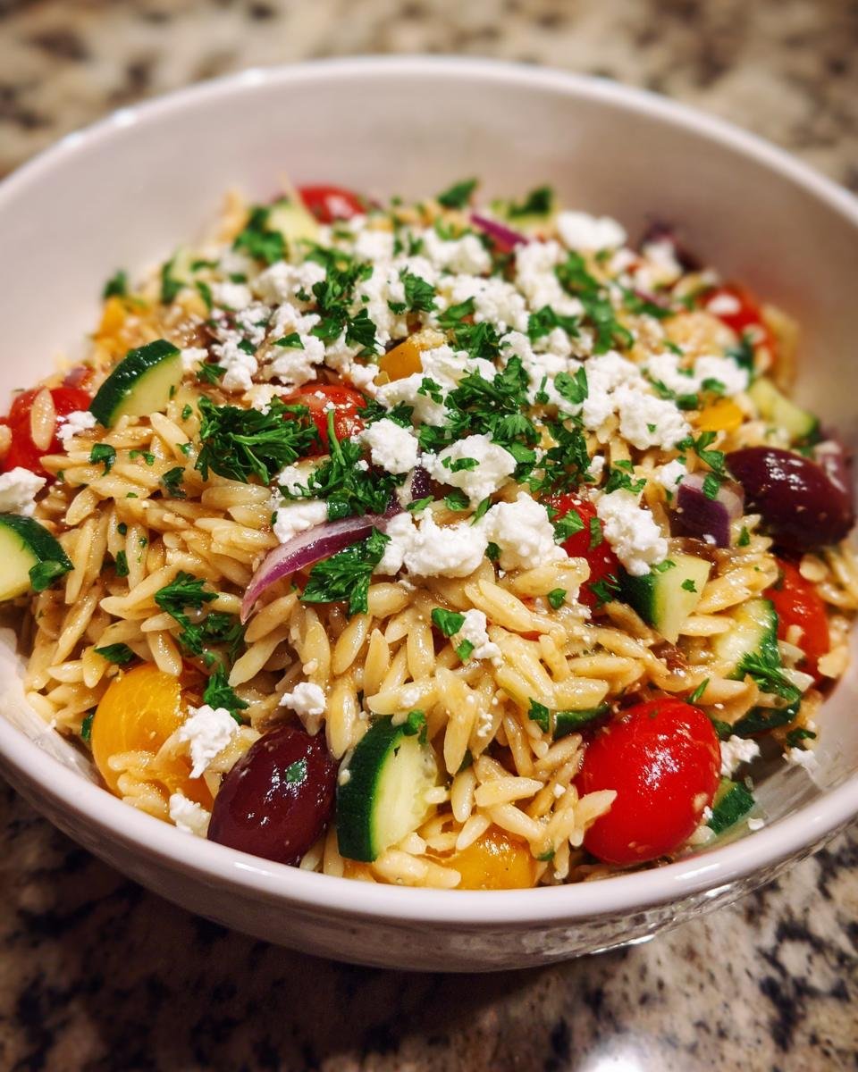 Greek Orzo Salad with Feta and Vegetables - detail 2