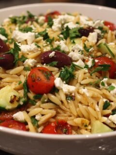 Greek Orzo Salad with Feta and Vegetables