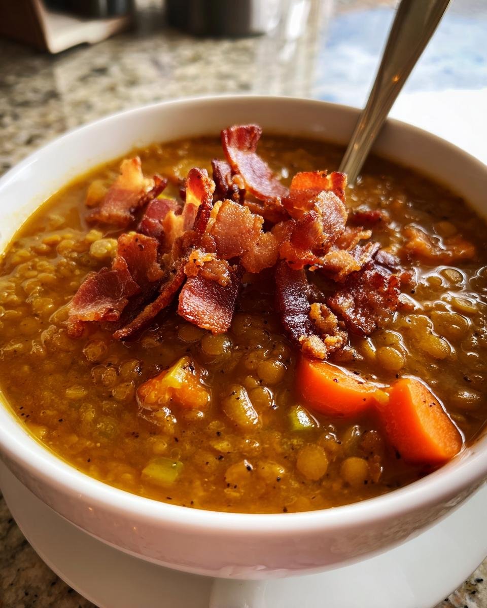 Hearty Lentil, Bacon, and Vegetable Soup - detail 3
