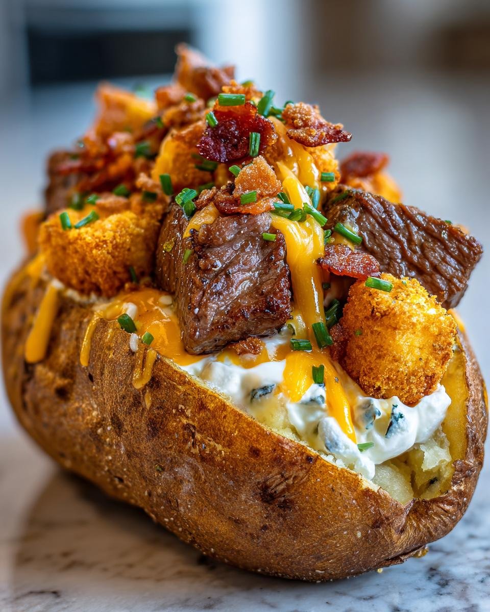 Loaded Baked Potato with Garlic Butter Steak Bites - detail 2
