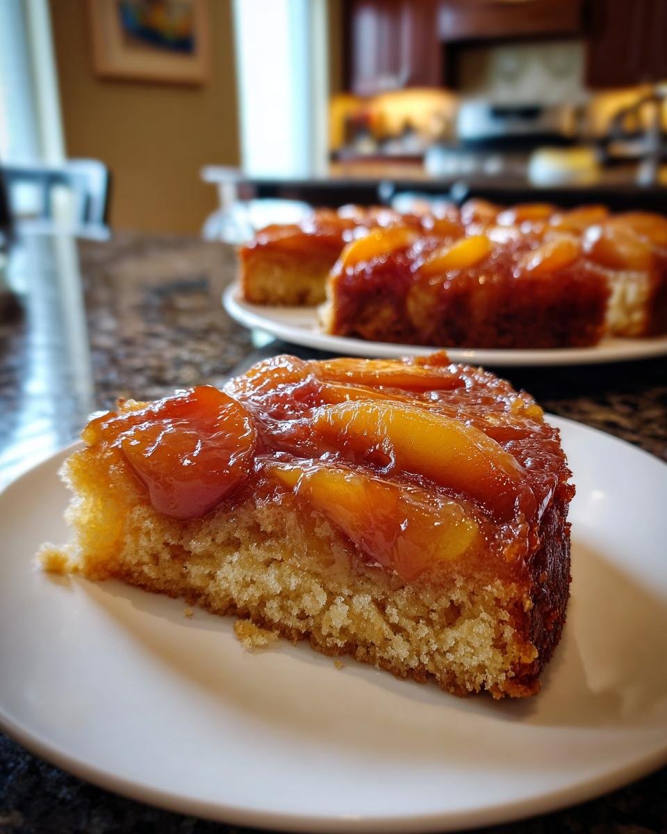 Peach Upside Down Cake with Brown Sugar Glaze - detail 2