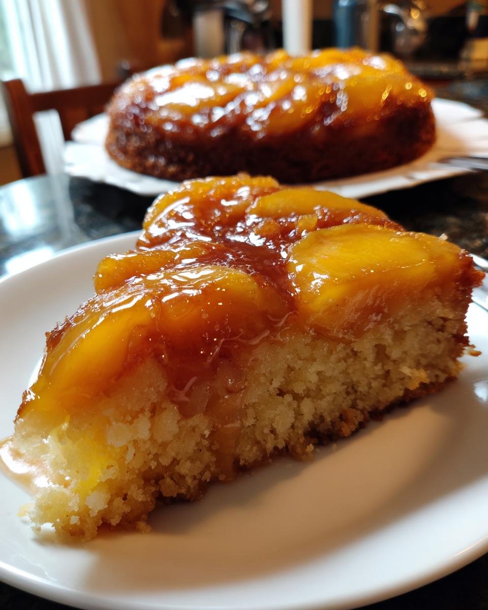 Peach Upside Down Cake with Brown Sugar Glaze - detail 3