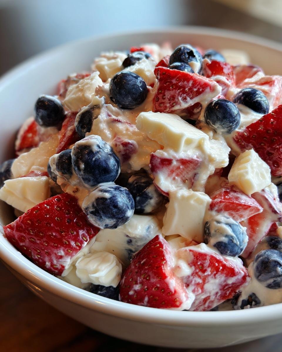 Red, White and Blue Cheesecake Salad - detail 3