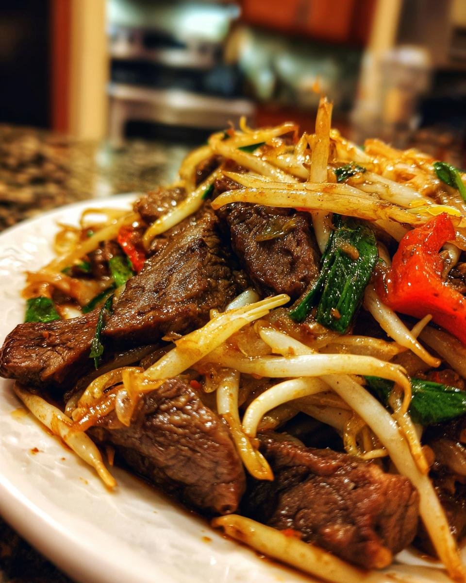 Stir-fried Beef with Bean Sprouts - detail 1