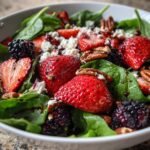 Strawberry Blackberry Spinach Salad with Pecans and Feta
