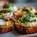 Sweet Potato Rounds with Burrata and Walnut Sage Pesto