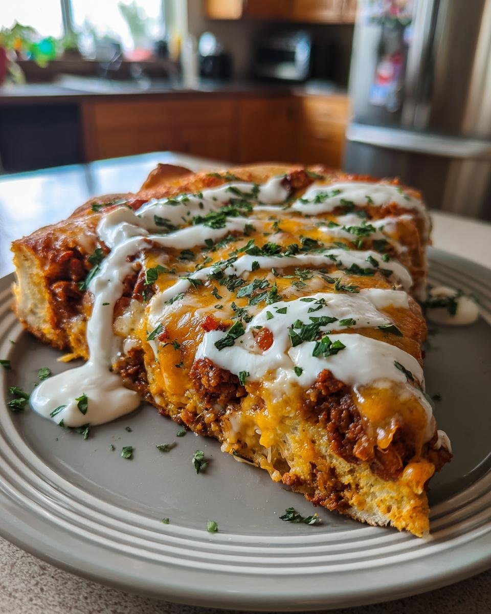 Taco Pizza with Cheesy Sour Cream Drizzle - detail 1