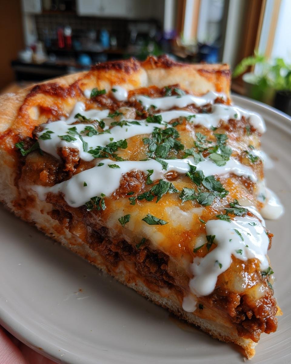 Taco Pizza with Cheesy Sour Cream Drizzle - detail 3