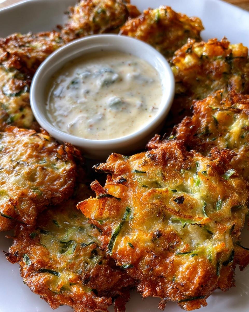 Zucchini Fritters with Homemade Dipping Sauce - detail 1