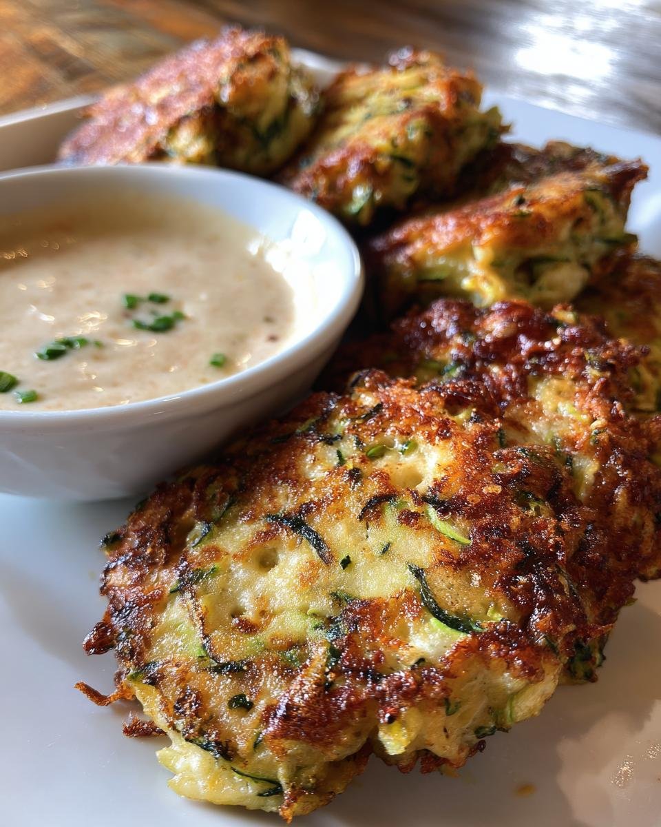 Zucchini Fritters with Homemade Dipping Sauce - detail 3