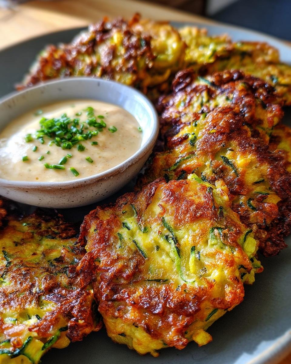 Zucchini Fritters with Homemade Dipping Sauce - detail 4