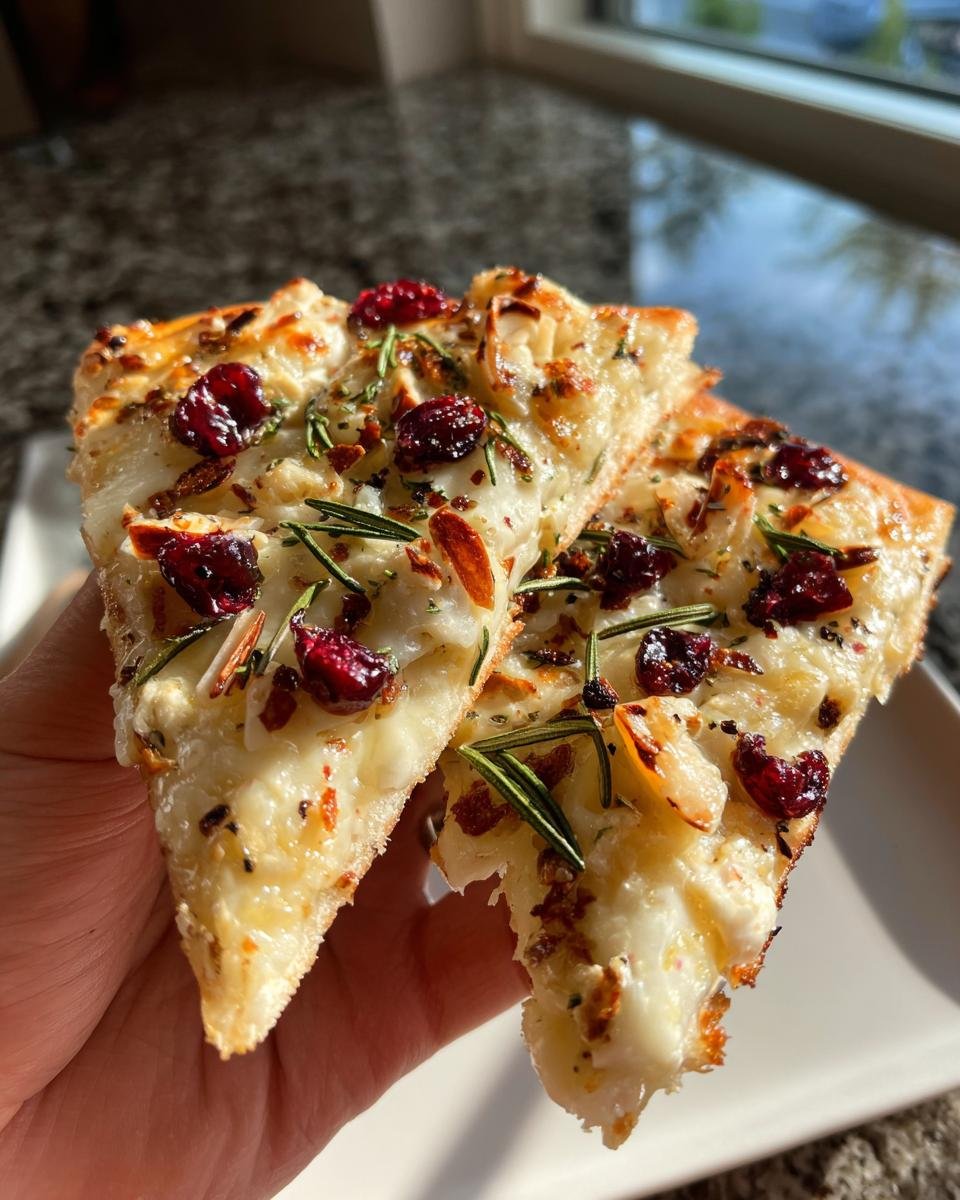 Crispy Brie Flatbread with Cranberries and Almonds - detail 1