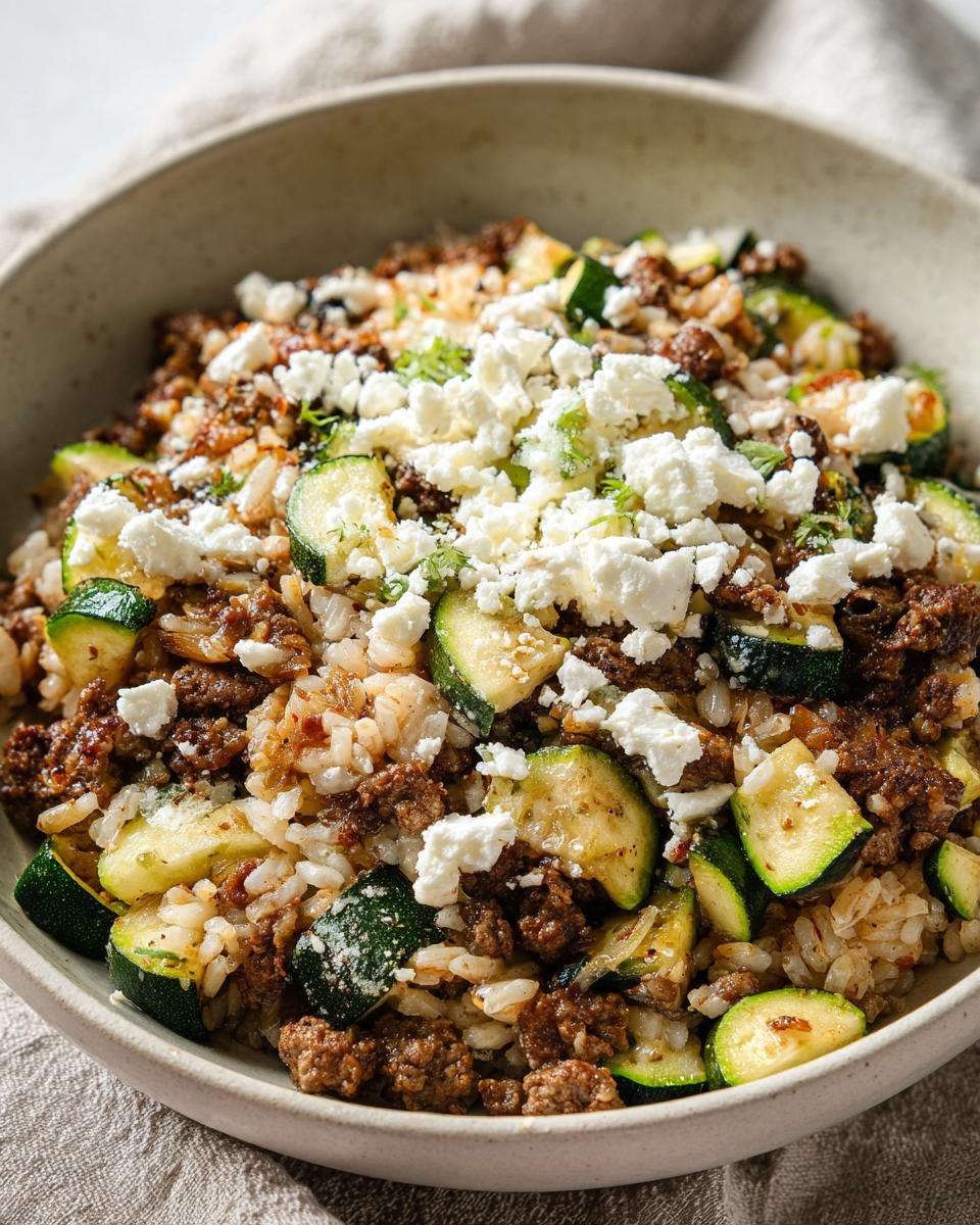 Greek Beef and Zucchini Rice Bowl - detail 2