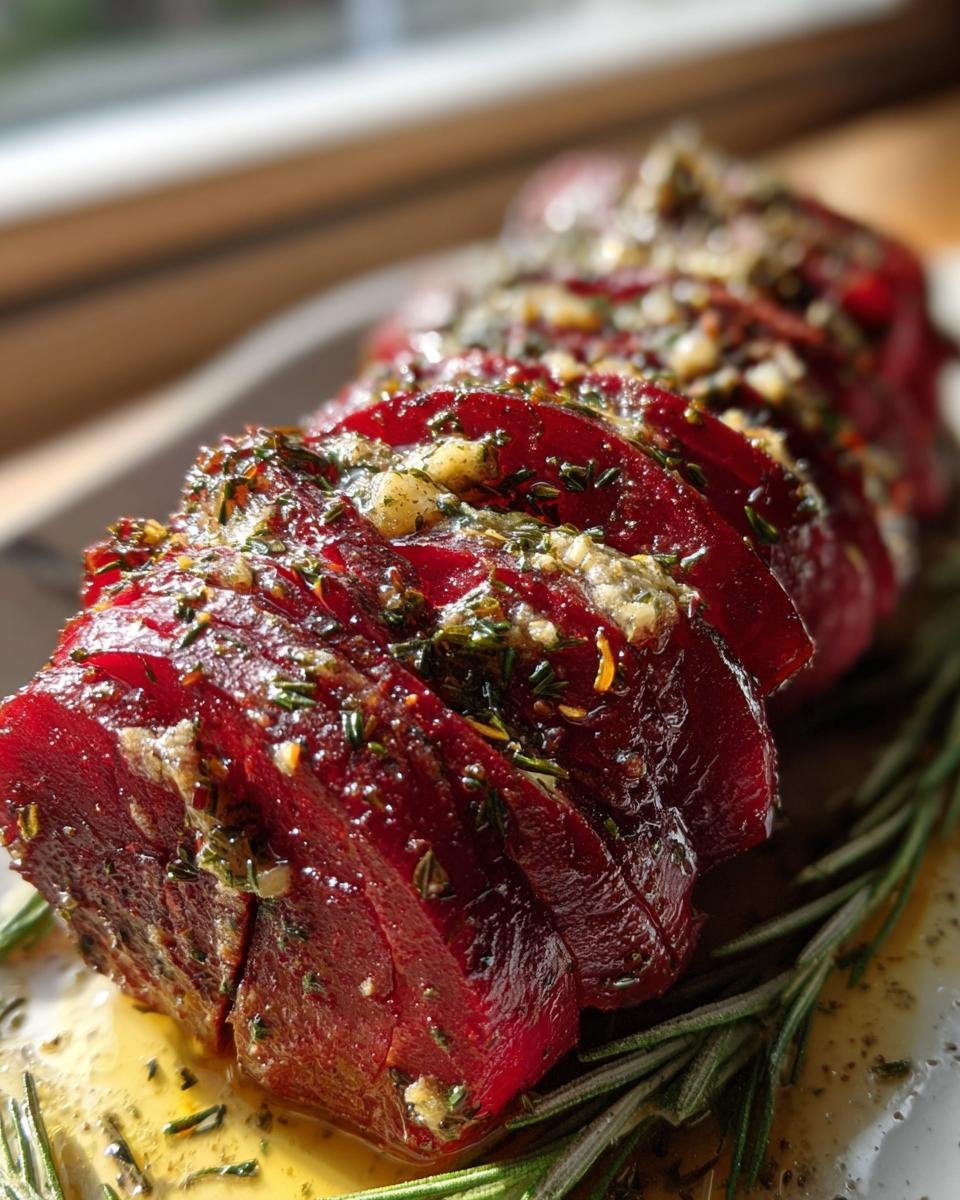 Hasselback Roasted Beets with Garlic Butter - detail 1