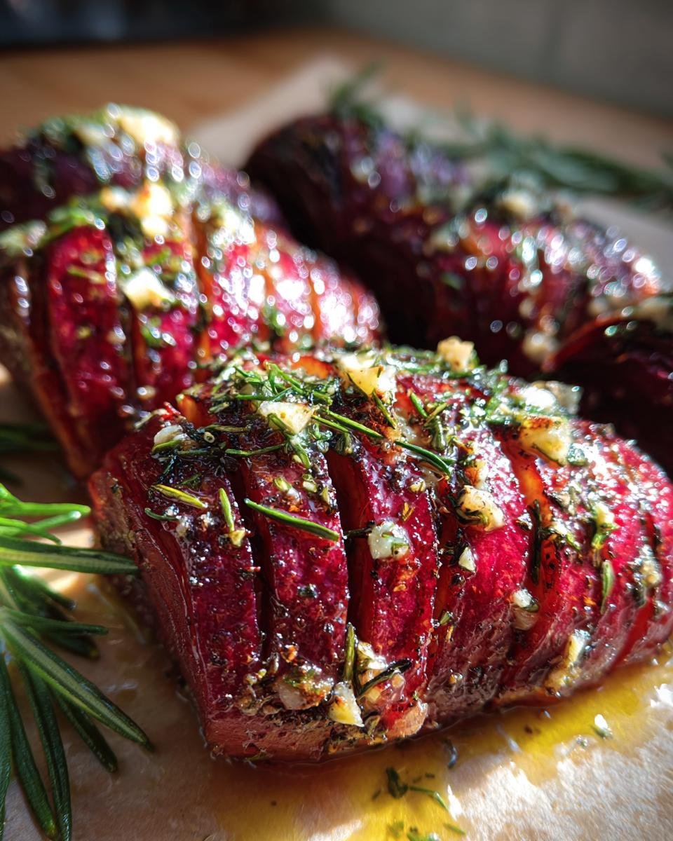 Hasselback Roasted Beets with Garlic Butter - detail 3