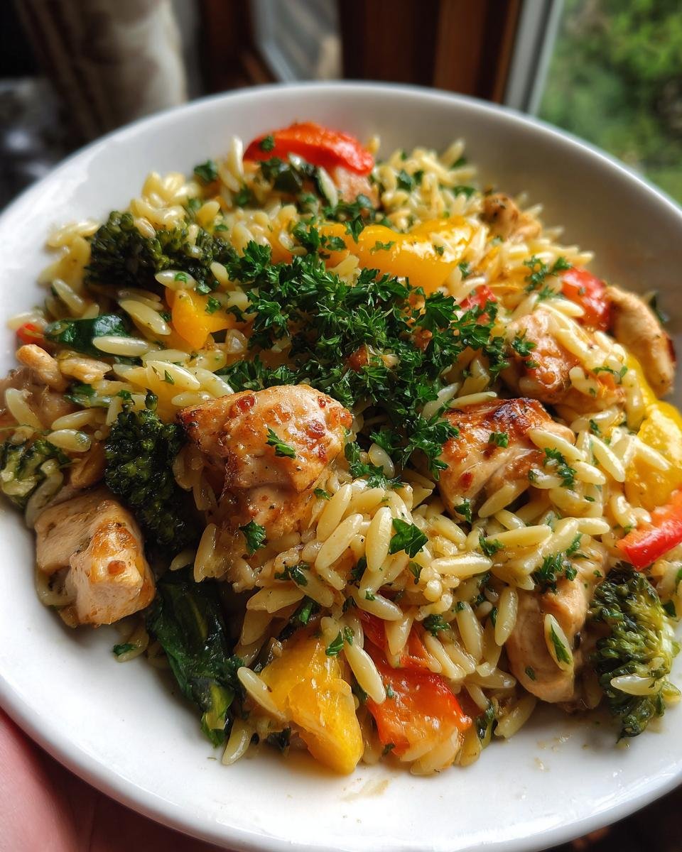 Healthy Lemon Chicken and Veggie Orzo Stir Fry - detail 2