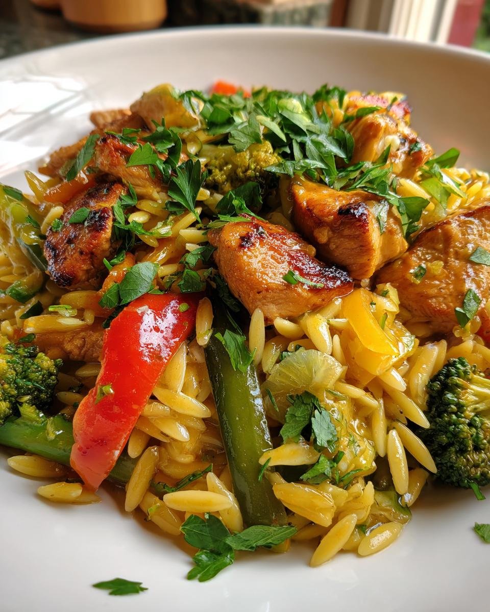 Healthy Lemon Chicken and Veggie Orzo Stir Fry - detail 4