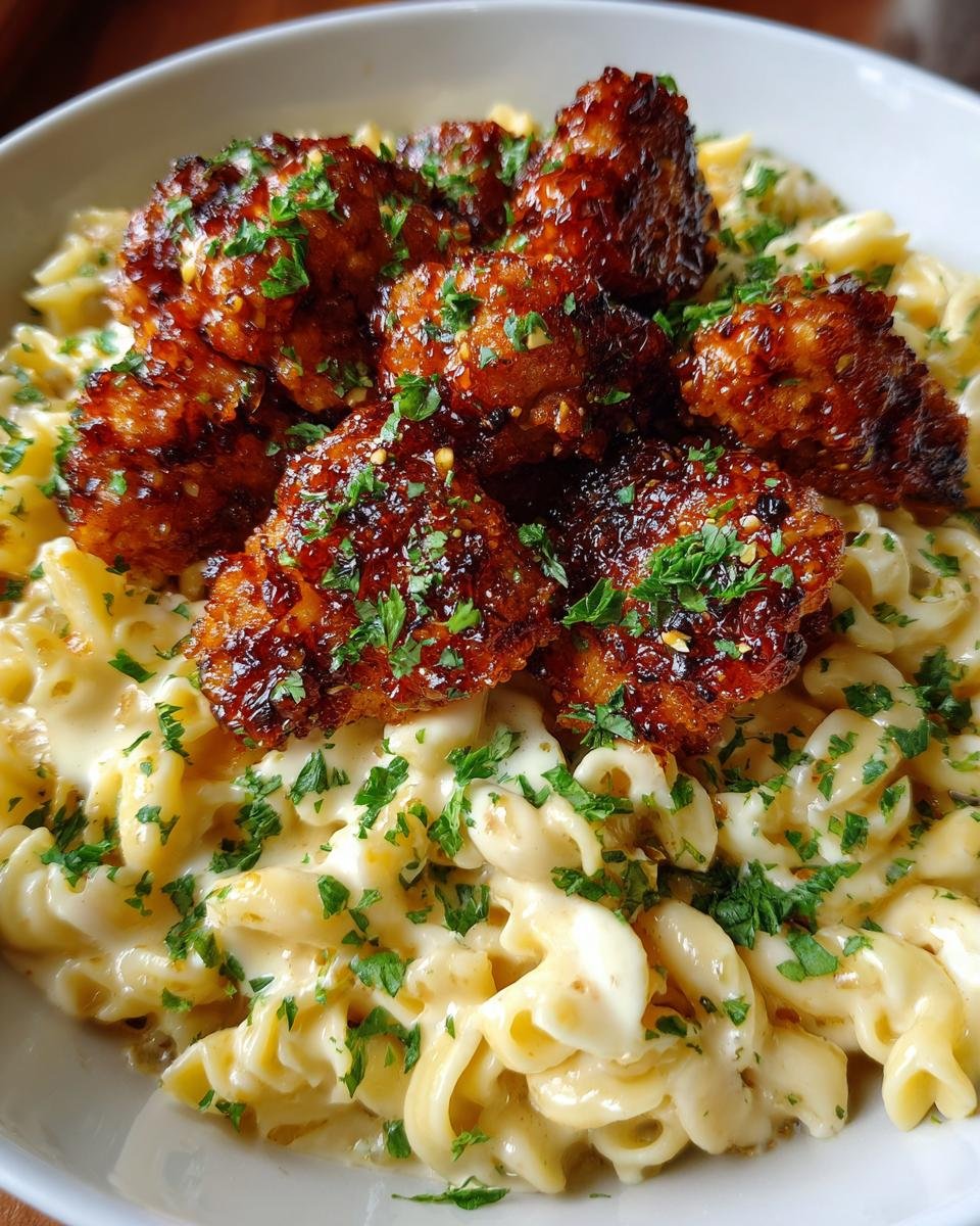 Honey Butter Garlic Chicken Bites with Cheesy Alfredo Pasta - detail 2