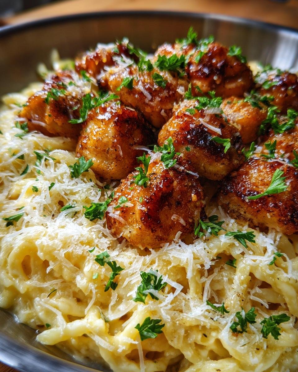 Honey Butter Garlic Chicken Bites with Cheesy Alfredo Pasta - detail 3