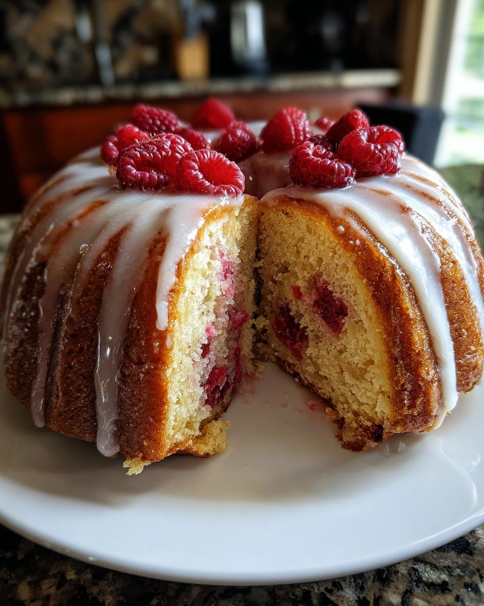 Lemon Raspberry Bundt Cake with Lemon Glaze - detail 1