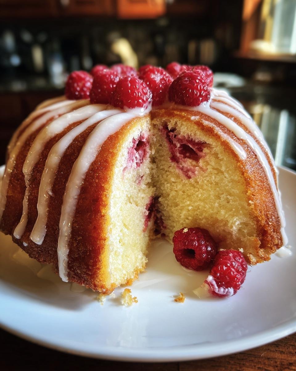 Lemon Raspberry Bundt Cake with Lemon Glaze - detail 2