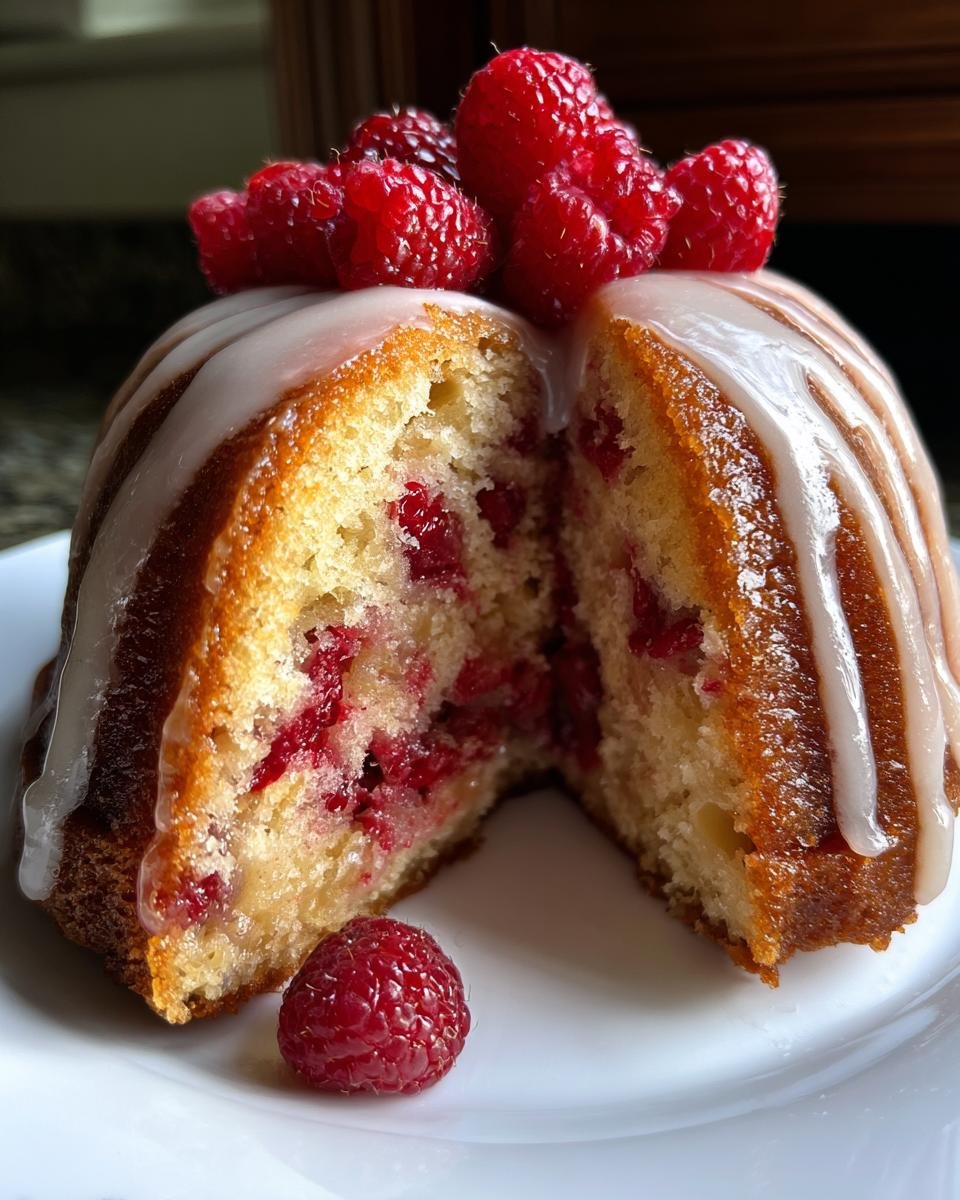 Lemon Raspberry Bundt Cake with Lemon Glaze - detail 3