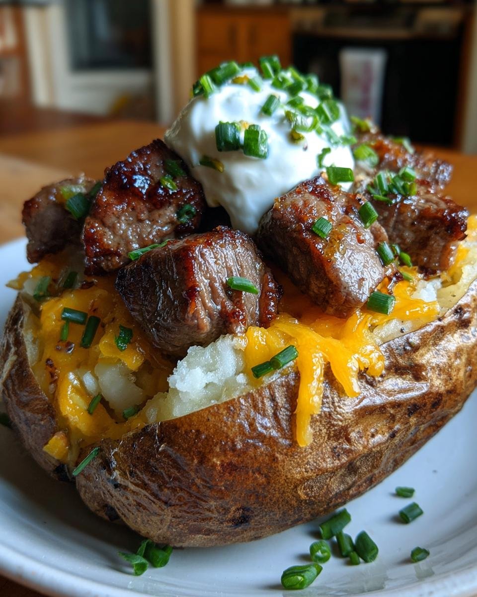 Loaded Baked Potato with Garlic Butter Steak Bites - detail 1