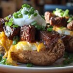 Loaded Baked Potato with Garlic Butter Steak Bites
