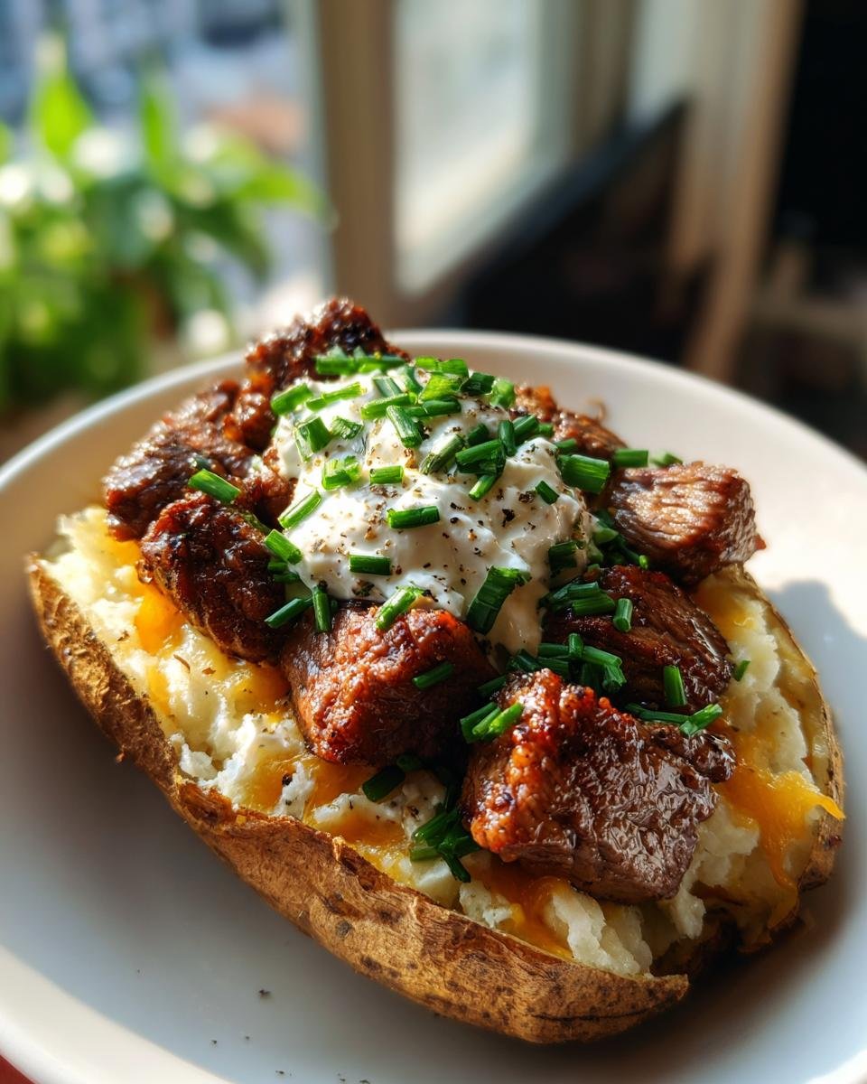 Loaded Baked Potato with Garlic Butter Steak Bites - detail 2